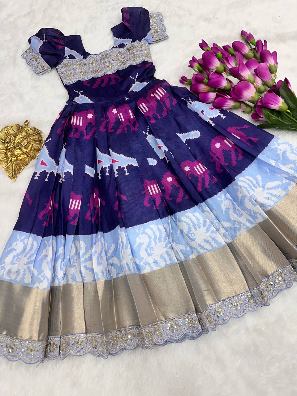 Full Stitched pure silk fabric kids lehenga choli