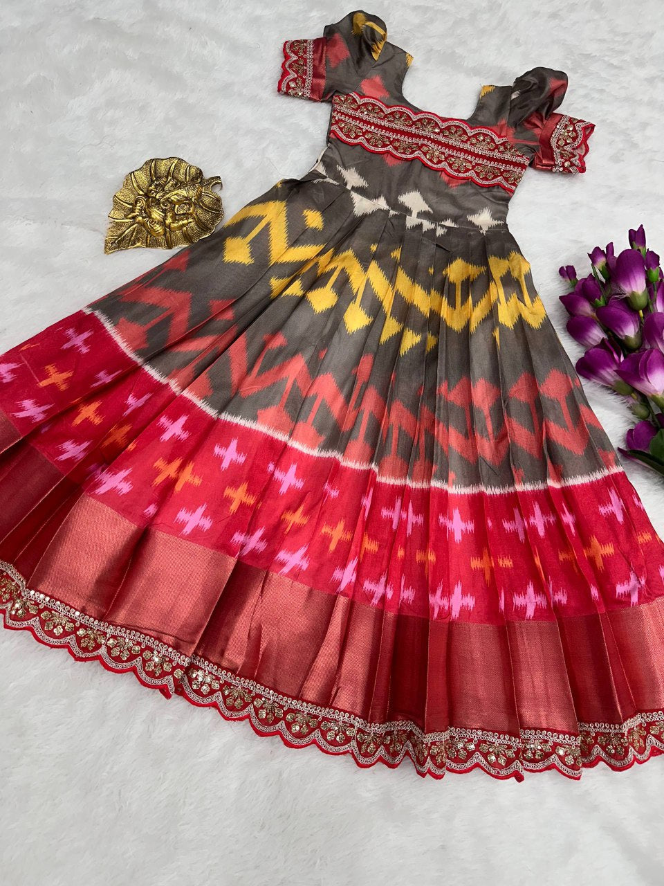 Full Stitched pure silk fabric kids lehenga choli
