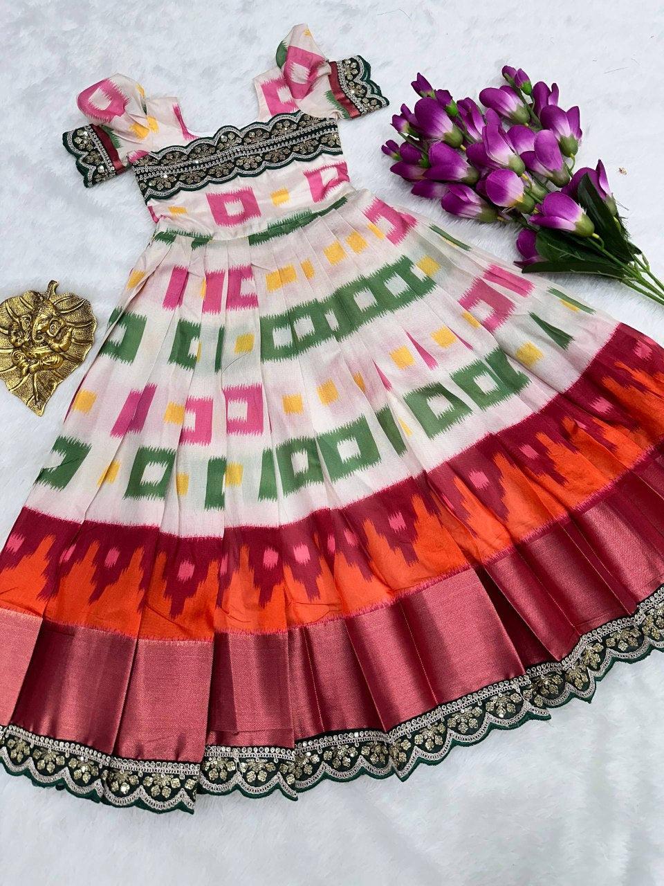 Full Stitched pure silk fabric kids lehenga choli