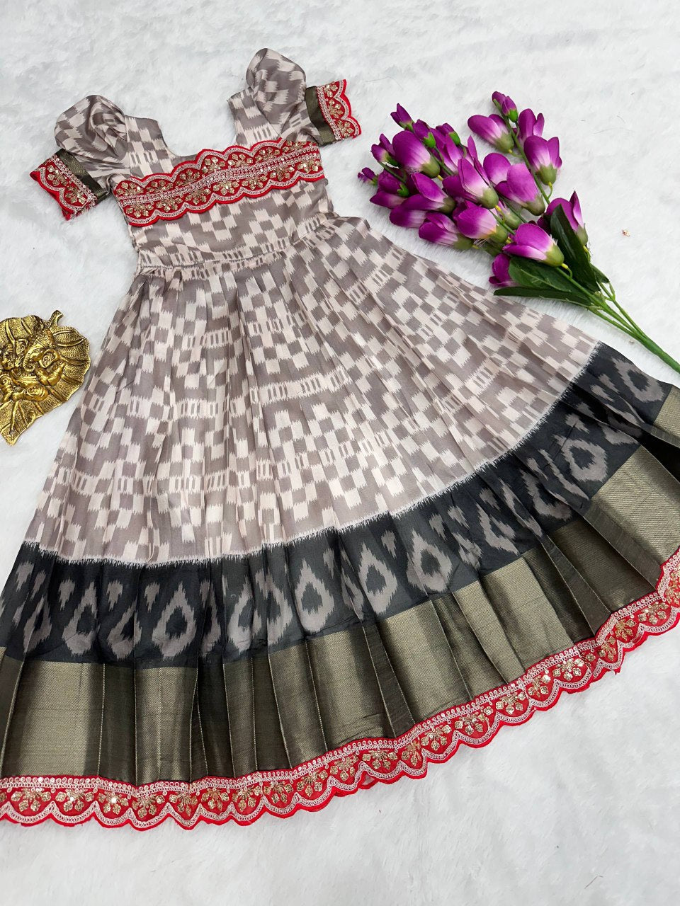 Full Stitched pure silk fabric kids lehenga choli