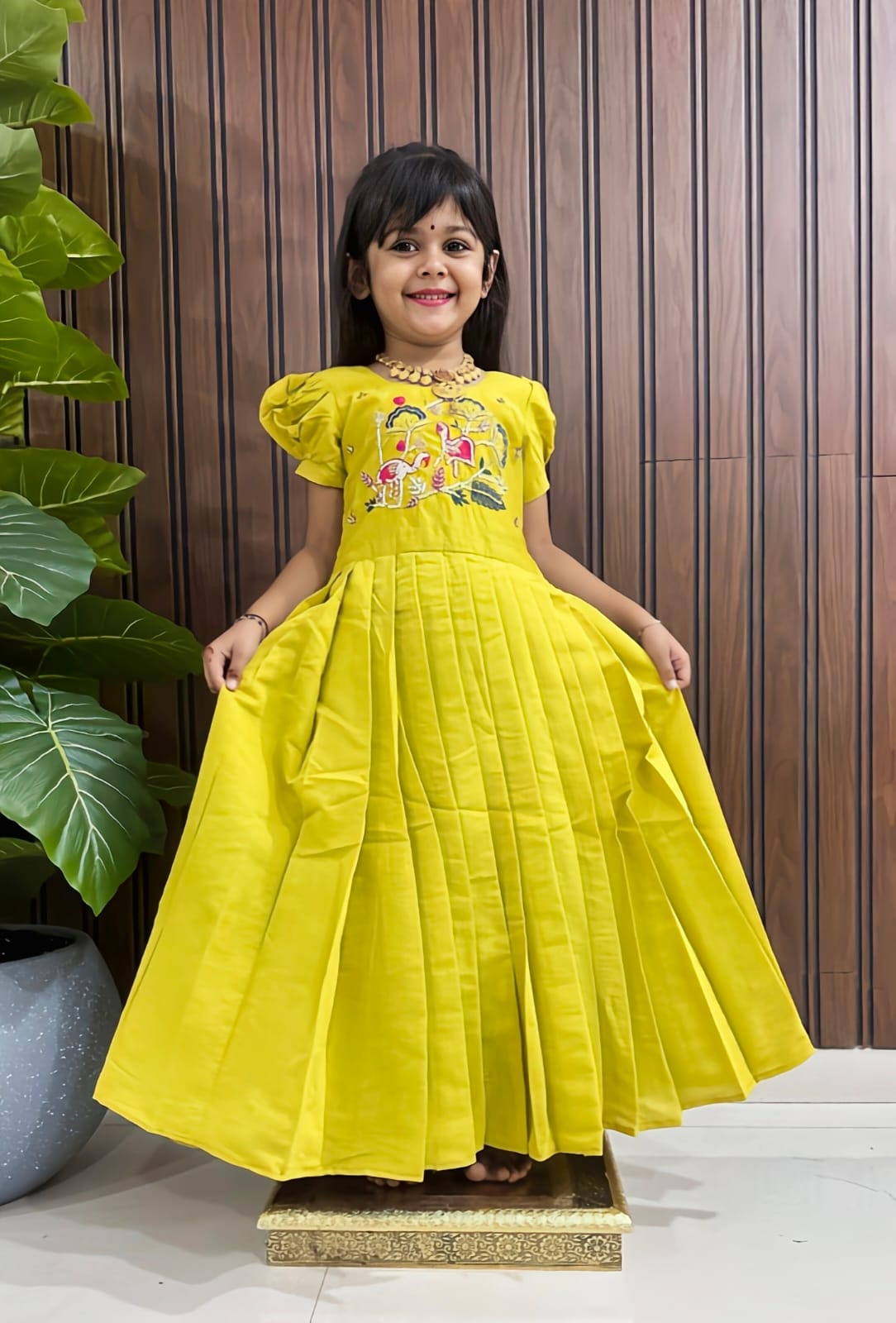 Full stitched pure roman cotton & Silk Fabric kids Gown
