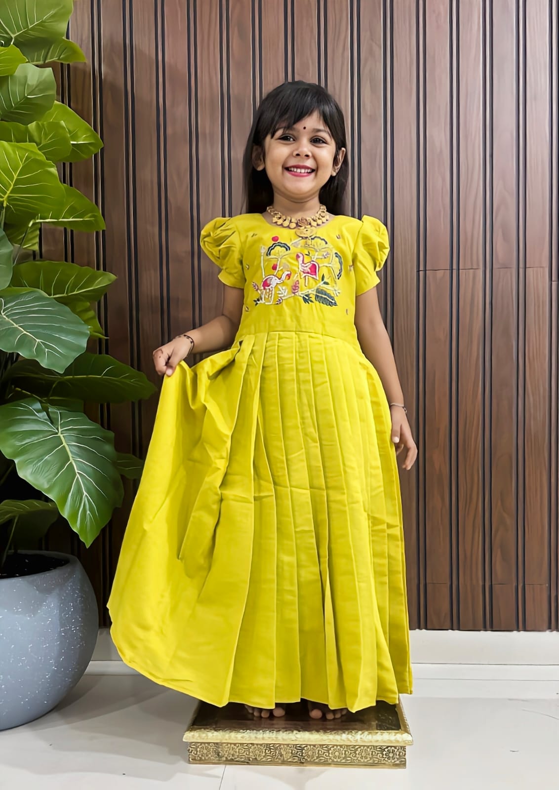Full stitched pure roman cotton & Silk Fabric kids Gown