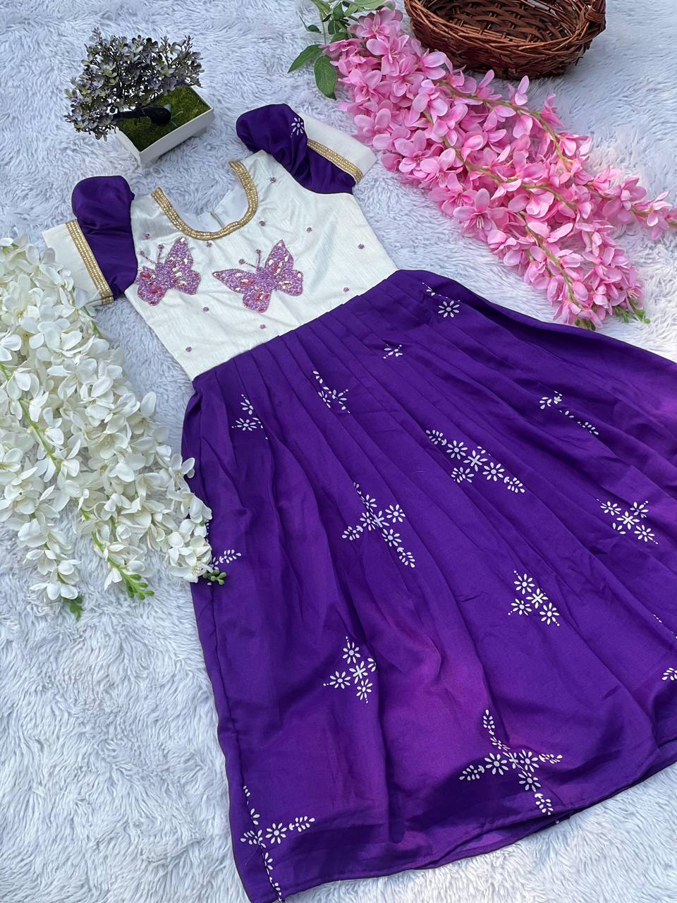 Kids Butterfly Handwork Gown