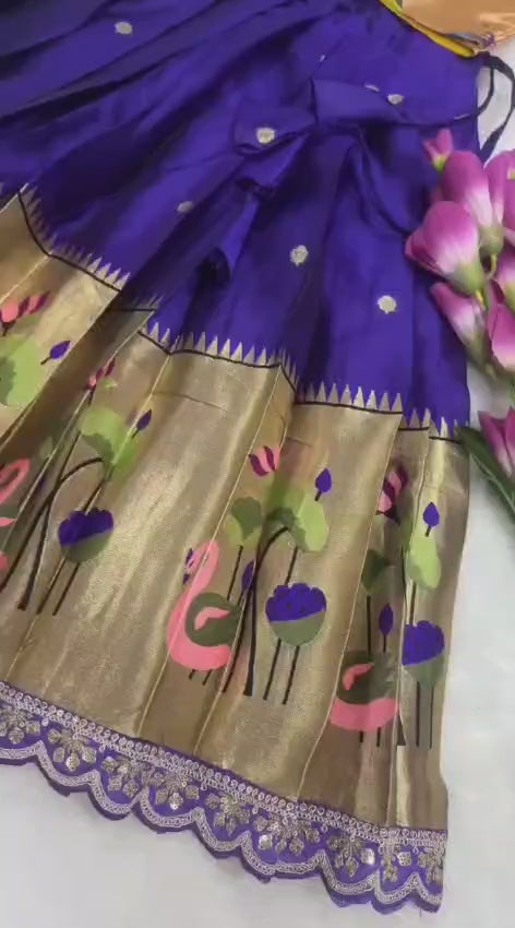 Pure Heavy Paithani Silk Kids Lehenga Choli